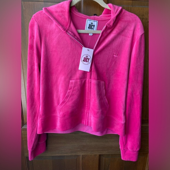 Juicy Couture Jackets & Blazers - Juicy velour hoodie jacket size L Barbie Barbiecore NEW